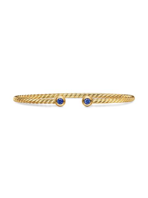 DAVID YURMAN Women's Micro Cablespira Flex Round Bracelet in 18K Yellow Gold - Light Blue Sapphire