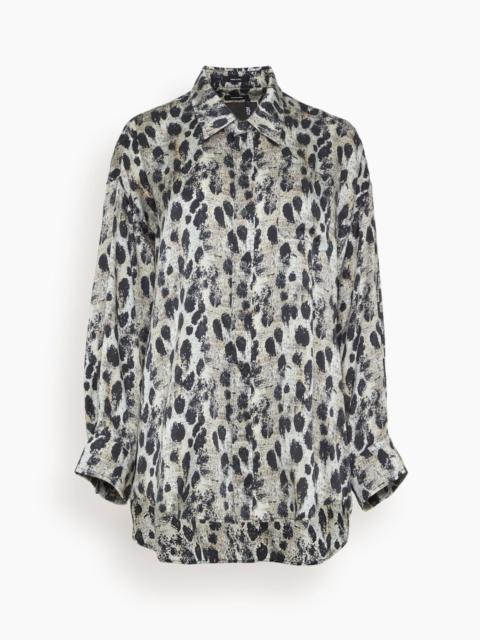 Drop Neck Shirt in Black Silver Leopard