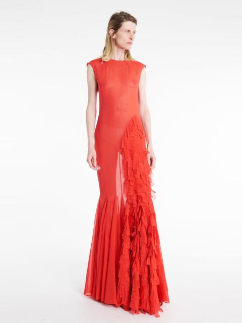 A.W.A.K.E. MODE ORGANZA GODET DRESS RED