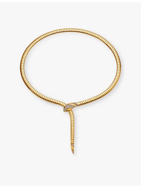 BVLGARI Serpenti Tubogas 18ct yellow-gold, 0.46ct brilliant-cut diamond and onyx necklace