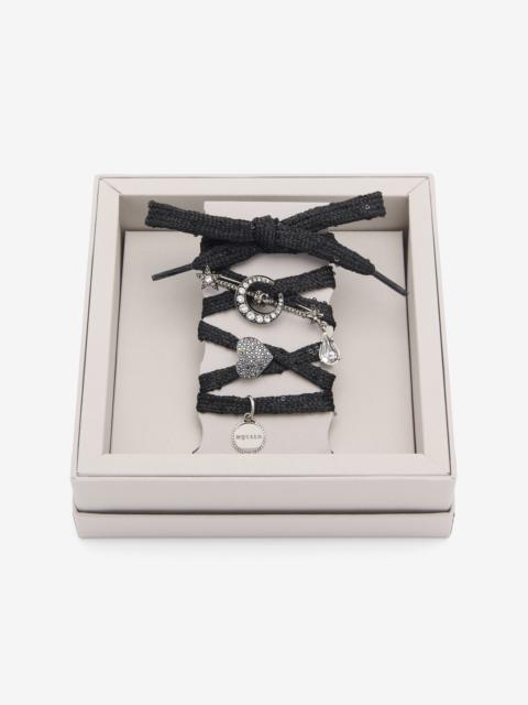 Alexander McQueen Charm Sequin Shoelaces in Black/Silver-Finish
