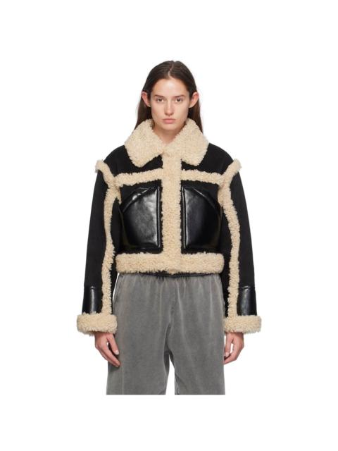 STAND STUDIO Black & Off-White Edith Faux-Shearling Jacket