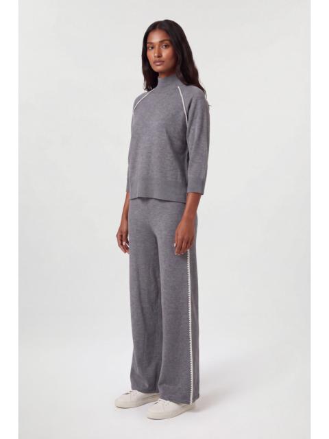 KAREN MILLEN Blanket Stitch Detail Knitted Wide Leg Trouser