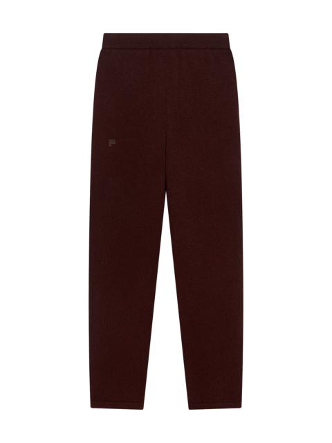 PANGAIA Womens Recycled Cashmere Tapered Track Pants - Dark Burgundy