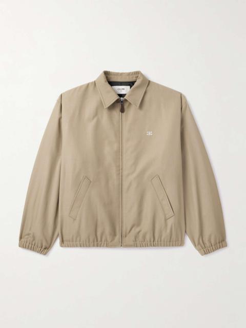 CELINE Logo-Embroidered Wool and Cotton-Blend Gabardine Blouson Jacket