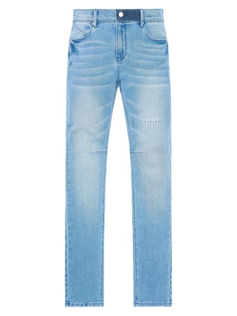 RTA Men's Exodus Clayton Pintuck Skinny Jeans - Glacier Blue Cross Triad
