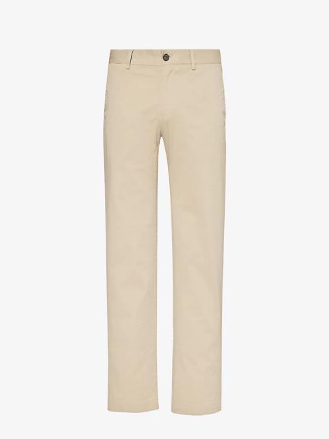 Regular-fit straight-leg stretch-cotton trousers
