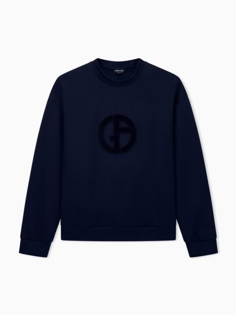 GIORGIO ARMANI SWEATSHIRT WITH REGULAR FIT IN MICROMODAL DOUBLE JERSEY