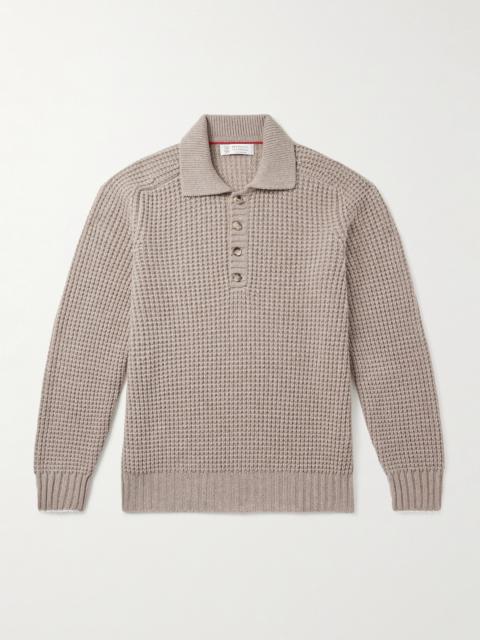 Brunello Cucinelli Waffle-Knit Cashmere Polo Shirt