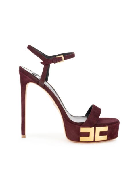 ELISABETTA FRANCHI 135mm logo suede platform sandals