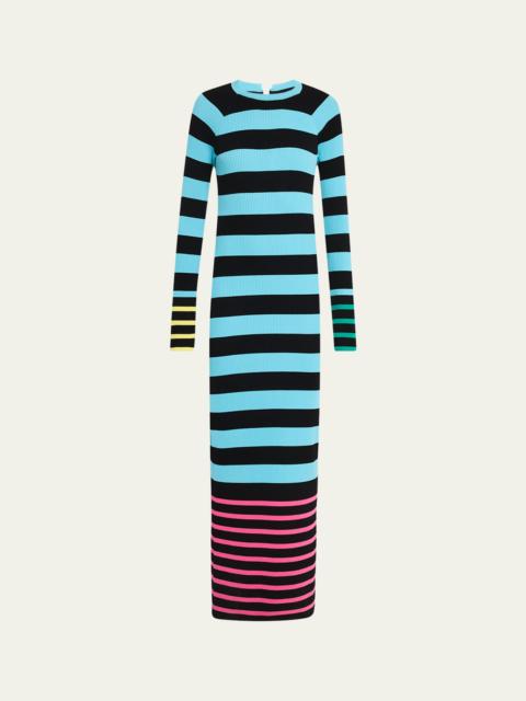 ZANKOV Sam Stripe Long-Sleeve Maxi Dress