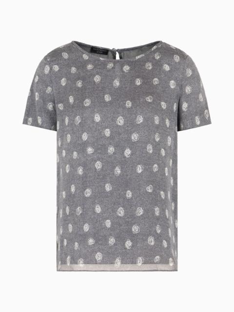 EMPORIO ARMANI Icon short-sleeved blouse in silk chiffon with an all-over abstract polka-dot print