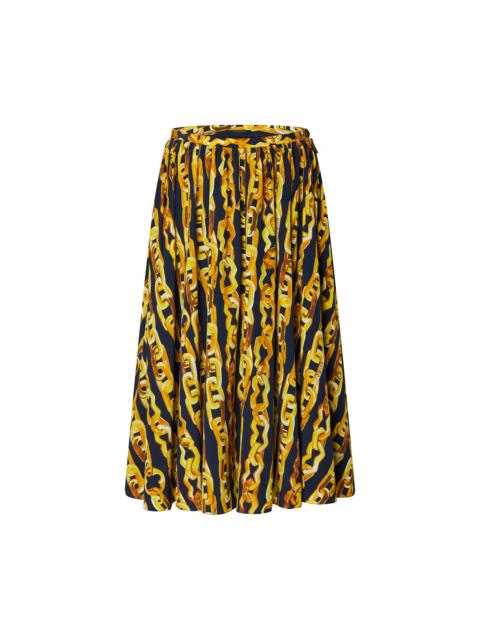 Louis Vuitton Chain Print Silk Midi Skirt