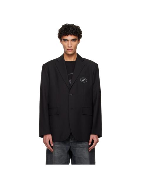 We11done Black Oversized Suit Logo Blazer