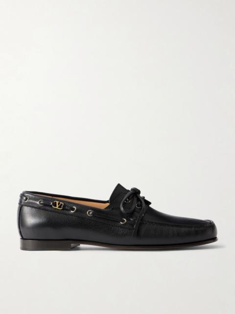 Valentino Logo-Embellished Leather Loafers Black
