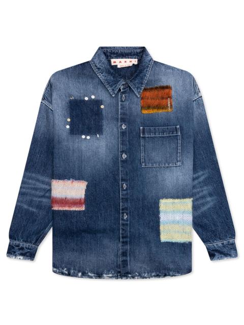 Marni Denim Patch Overshirt Blue