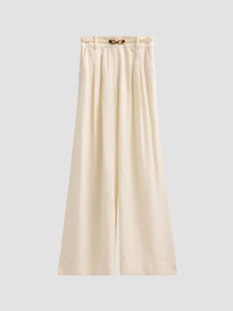 Zimmermann Women's Belted Wide Leg Pants - Cream
