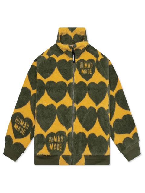 Human Made HEART FLEECE JACKET - OLIVE DRAB