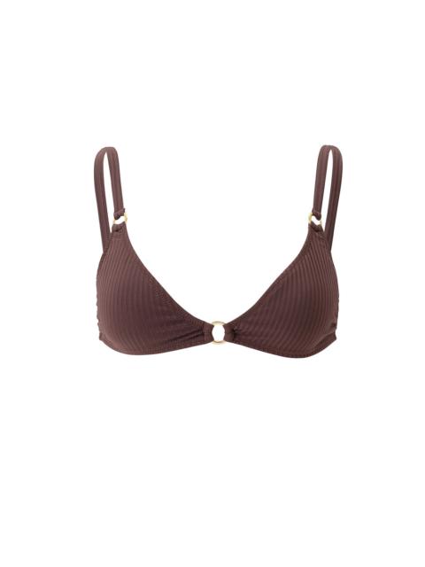 MELISSA ODABASH MONTENEGRO BROWN RIBBED BIKINI TOP