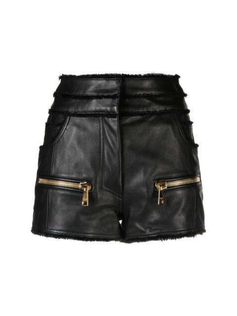 mid-rise leather shorts