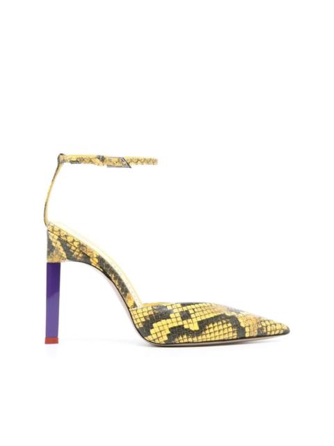 Perine 110mm snakeskin-effect pumps