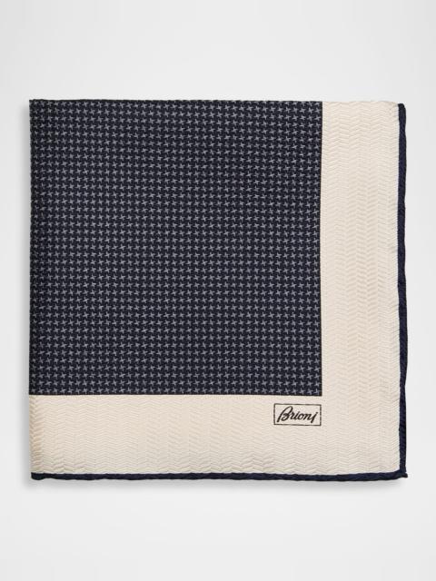 Brioni Men's Silk Hand-Rolled Micro-Geometric Pocket Square