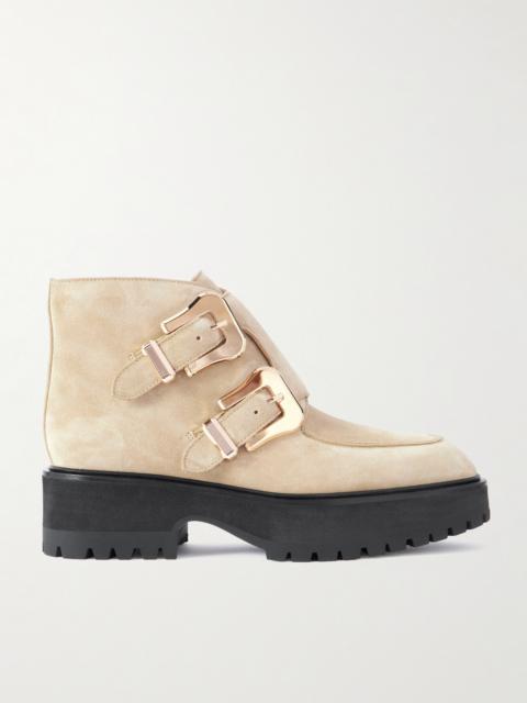 GABRIELA HEARST Apollo Buckled Suede Platform Ankle Boots