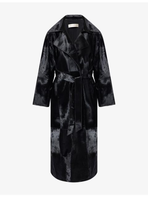 NOUR HAMMOUR Althea Belted Leather Coat