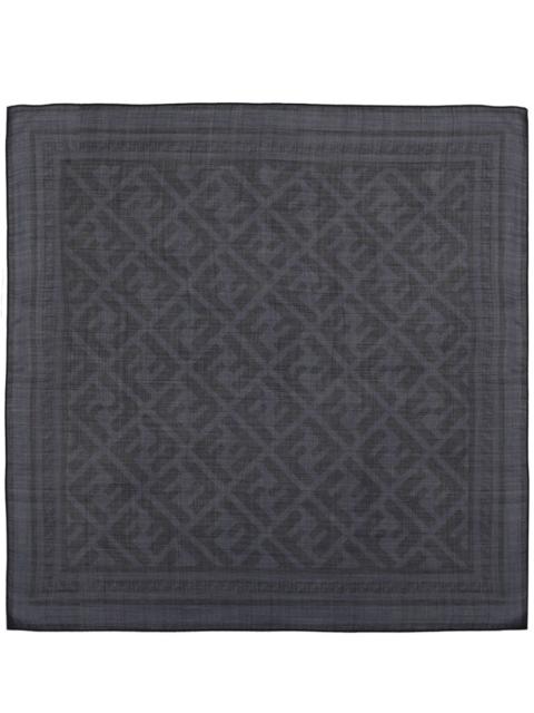 FENDI Fendi FF Motif Silk-Wool Jacquard Scarf — Blue