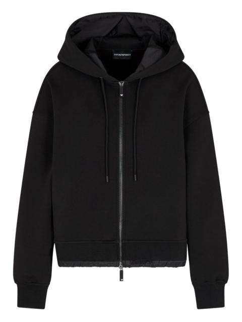EMPORIO ARMANI zip-up quilted-hem hoodie