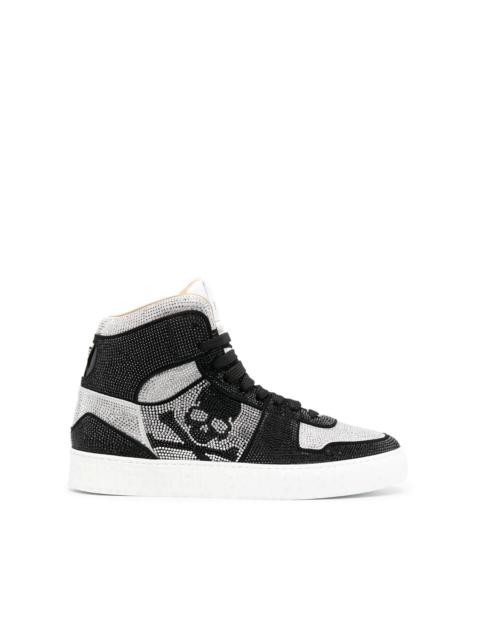 crystal-embellished high-top sneakers