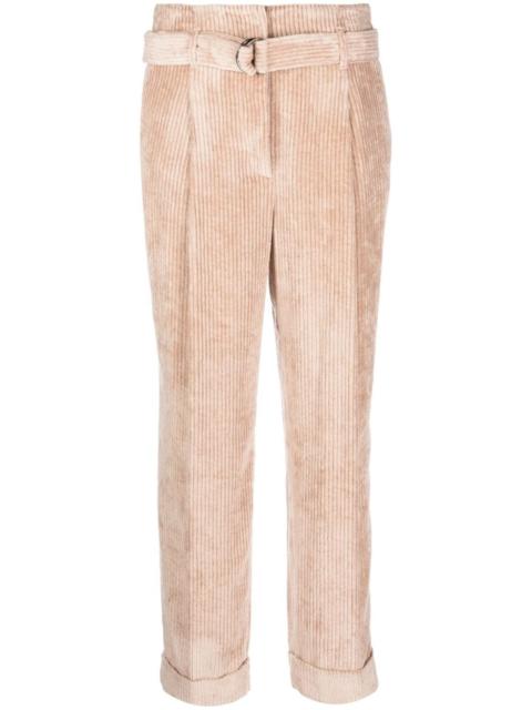 PESERICO paperbag belted-waist corduroy trousers