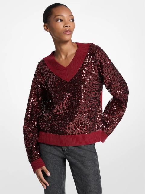 MICHAEL KORS Sequined Cotton Blend Sweater