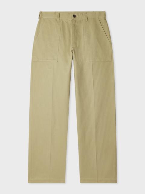 Paul Smith Stone Cotton Herringbone Fatigue Trousers