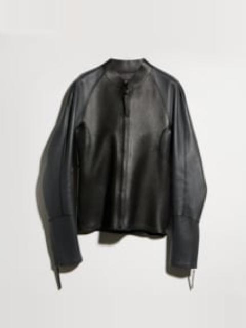 GUCCI Grainy leather zip jacket