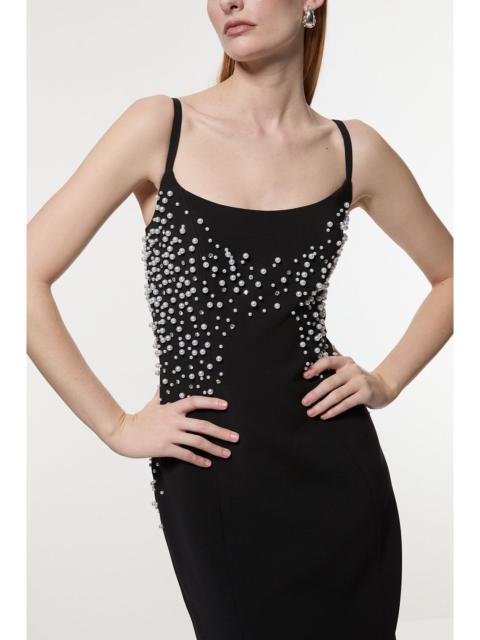 KAREN MILLEN Pearl And Diamante Embellished Tailored Pencil Dress