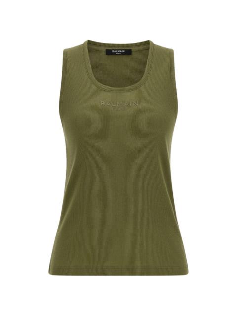 Balmain ribbed logo-embroidery tank top