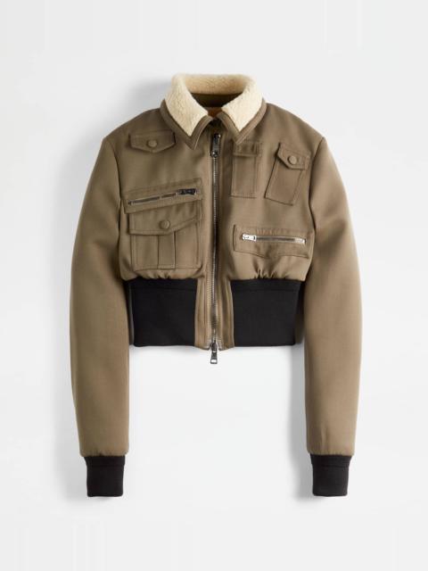 Tod's AVIATOR JACKET IN WOOL - GREEN