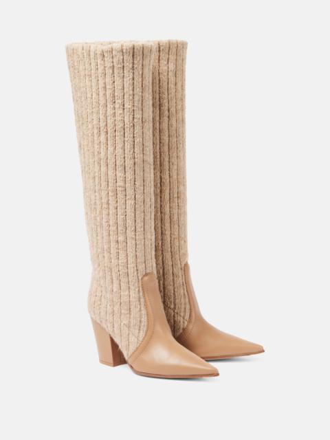 Gianvito Rossi Leather-trimmed knee-high boots
