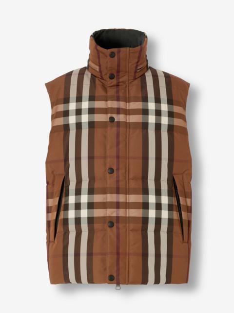 Burberry Packaway Hood Reversible Check Nylon Puffer Gilet