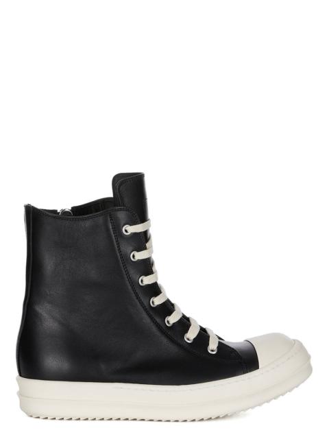 Rick Owens Leather High-Top Sneakers Black