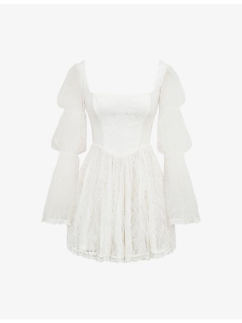 House of CB Sancia Puff-Sleeve Lace Mini Dress