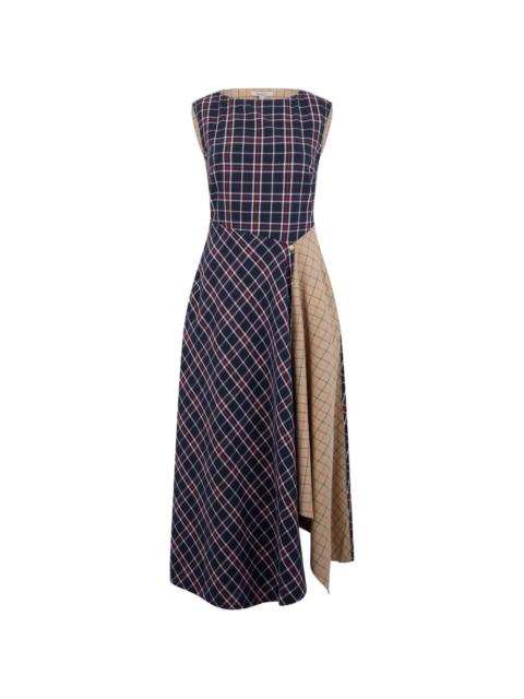 Barbour checked-pattern asymmetrical dress