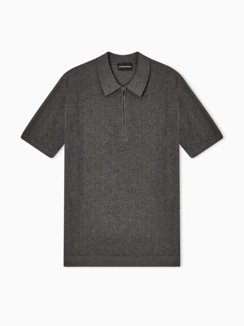 EMPORIO ARMANI CREWNECK SWEATER IN COTTON PIQUÉ