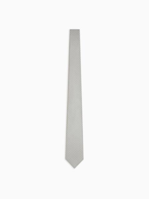 EMPORIO ARMANI Pure silk tie with jacquard monogram