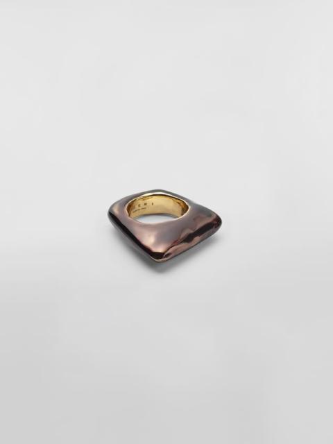 Marni METAL TRAPEZE RING COVERED WITH TRANSPARENT BLACK ENAMEL