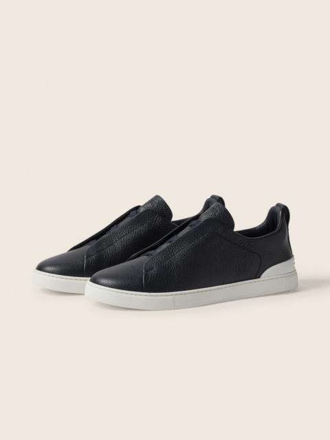 ZEGNA NAVY BLUE LEATHER TRIPLE STITCH™ SNEAKERS