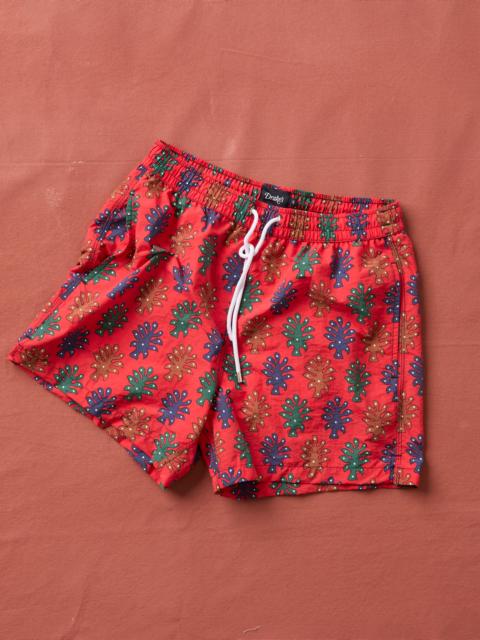 Drake's Tree Print Nylon Drawstring Swim Shorts