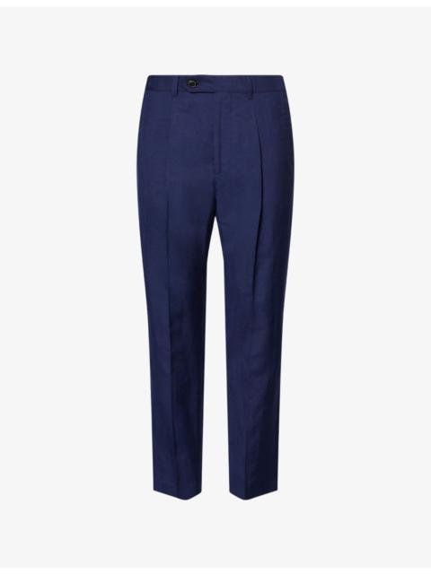 Paul Smith Pleated Tapered-Leg Wool And Linen Trousers