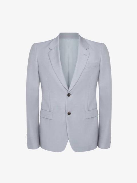 Men's Two-button Wool Mohair Jacket in Dove Grey